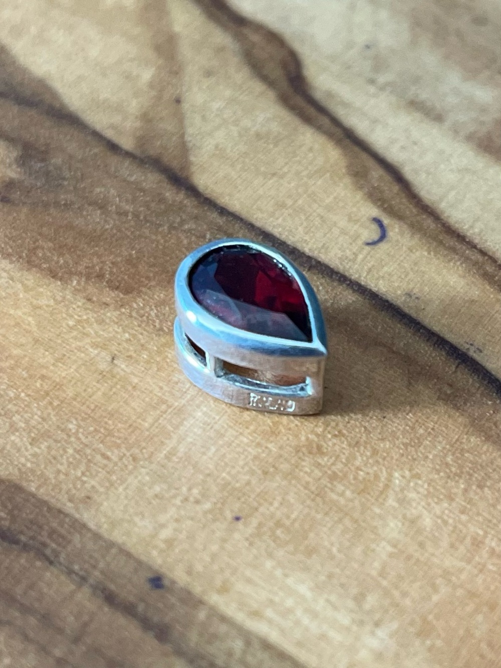 Sterling Silver Teardrop Garnet Pendant Charm